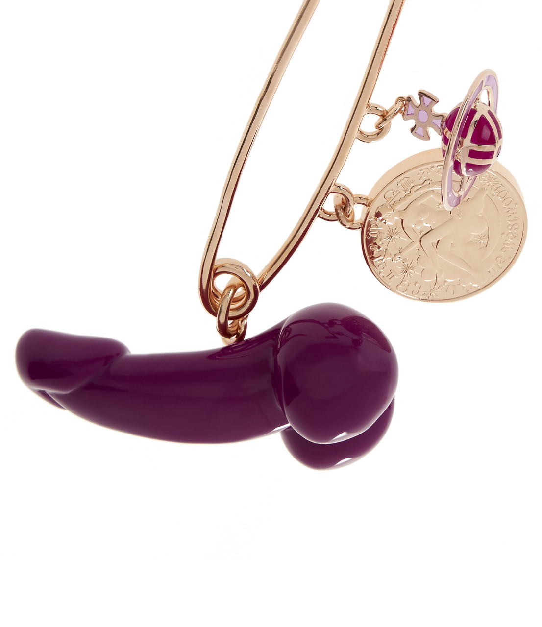 Vivienne Westwood Giant Penis Safety Pin with Orb and Medallion