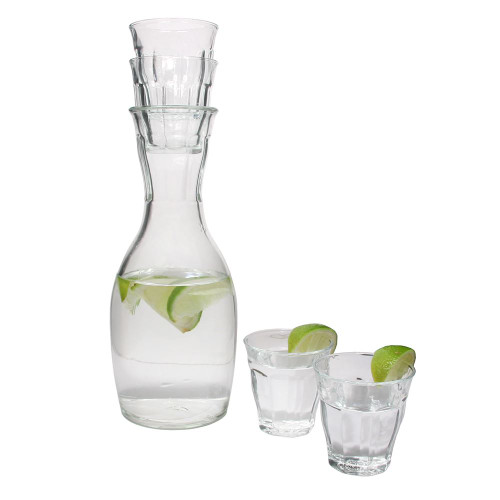 French Carafe 5 piece Set / Duralex Picardie French Carafe 5 piece Set / Duralex Picardie
