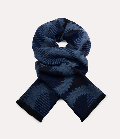 Vivienne Westwood Tartan Squiggle Orb Scarf navy blue