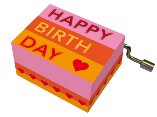 Music Box Happy Birthday words-heart