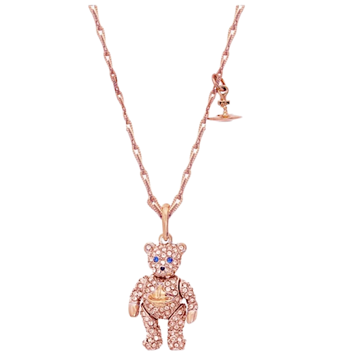 Vivienne Westwood Little Pave Teddy Long Necklace pink gold studio brillantine toronto canada
