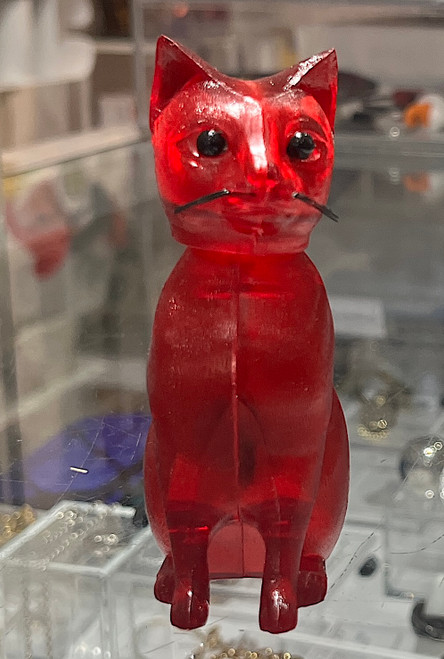 Breba Cat Sitting Nodder translucent orange / Wackelfiguren studio brillantine toronto canada