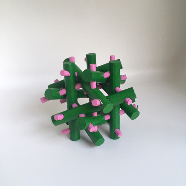 IQ Test Bamboo Puzzle / Sticks green-pink
