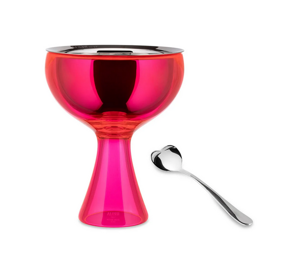 alessi big love ice cream dessert bowl with heart spoon fuschia