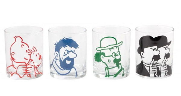 Tintin Glass Set of 4 / Outlines