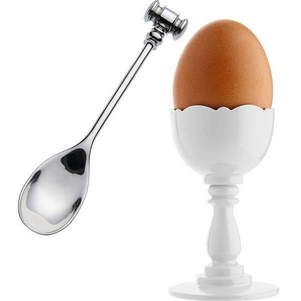 Dressed Egg Cup with Spoon white