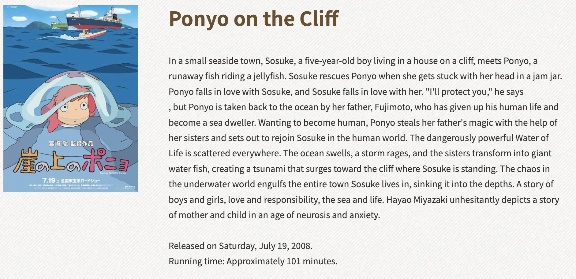 studio ghibli Ponyo on the Cliff