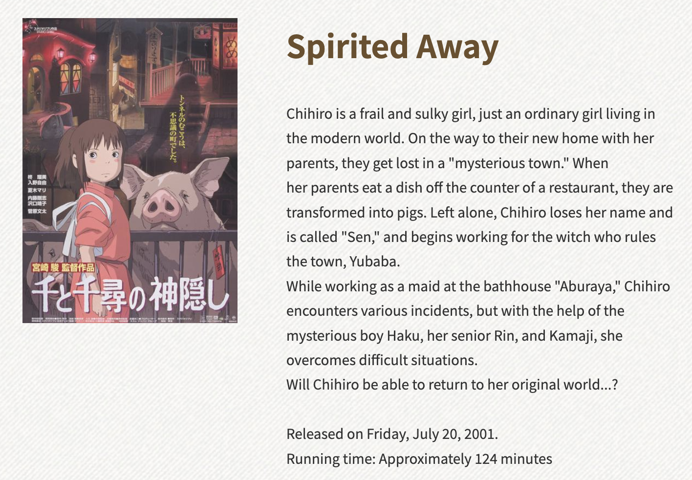 spirited away