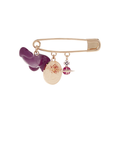 Vivienne Westwood Giant Penis Safety Pin with Orb and Medallion