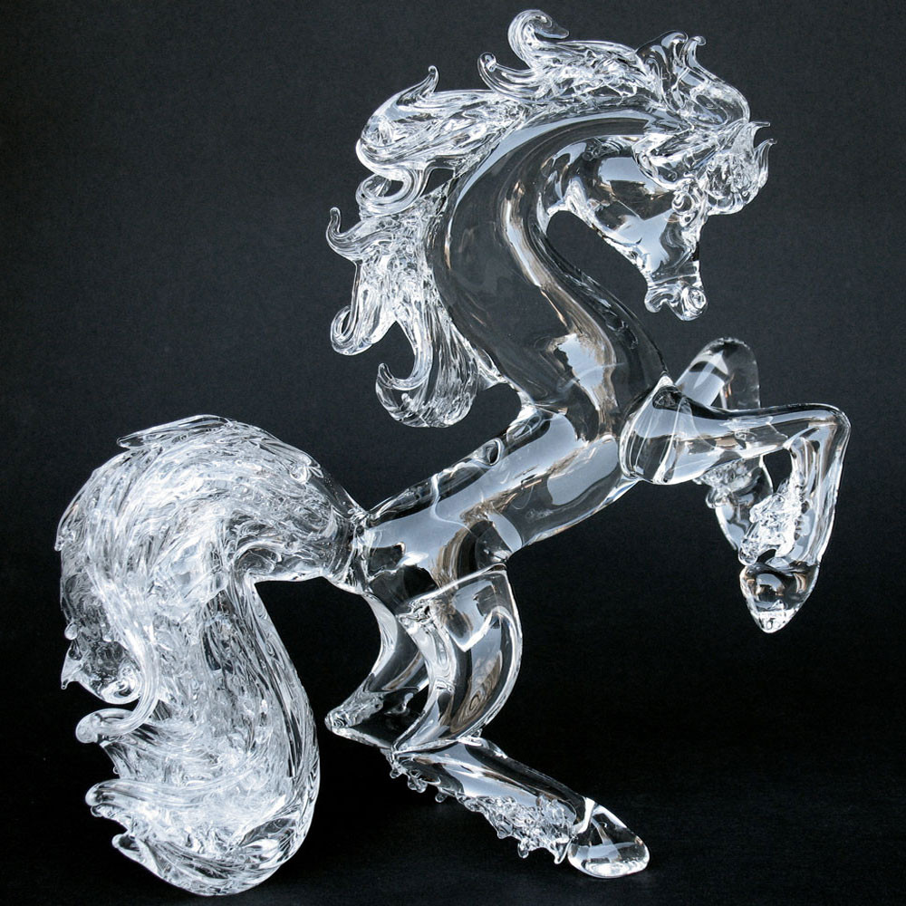 Hand Blown Glass Horse Rearing Crystal Prochaska Gallery