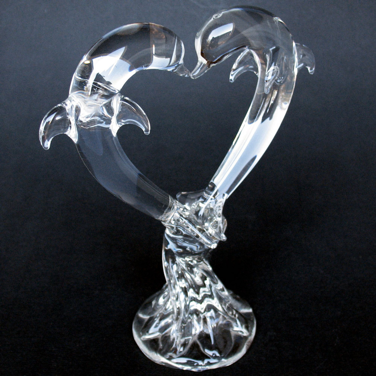 Hand Blown Glass Dolphin Wedding Cake Topper Crystal