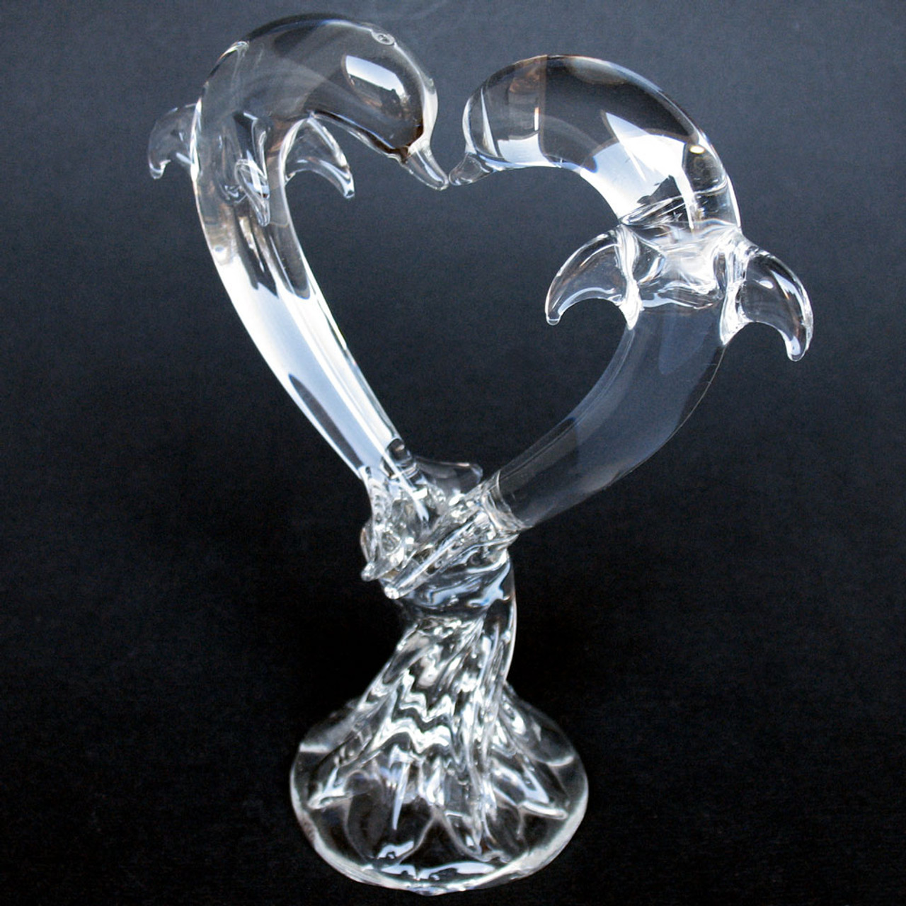 Hand Blown Glass Dolphin Wedding Cake Topper Crystal