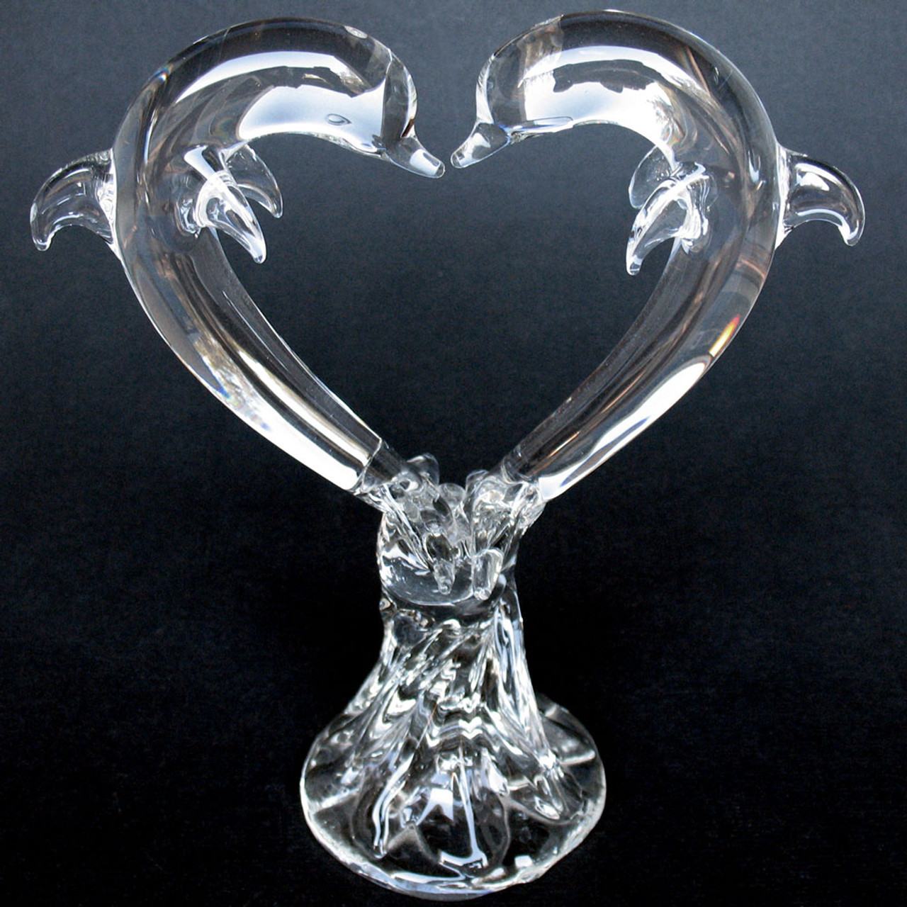 Hand Blown Glass Dolphin Wedding Cake Topper Crystal