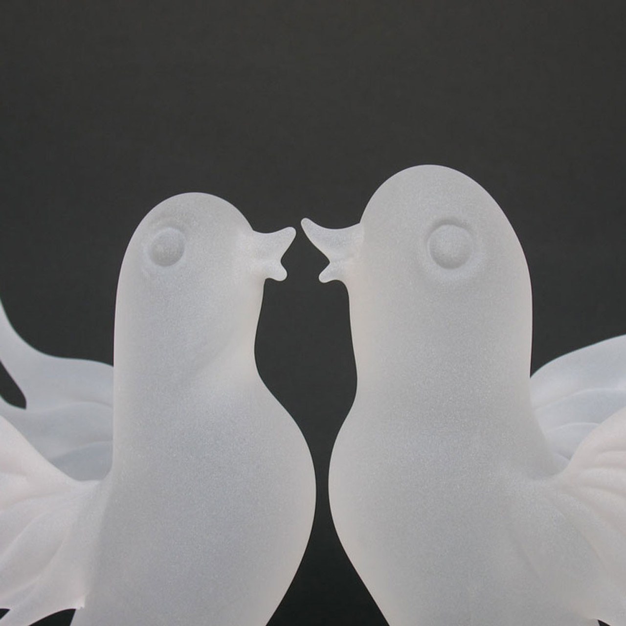 White Doves Lovebirds Blown Glass Wedding Cake Topper - Prochaska