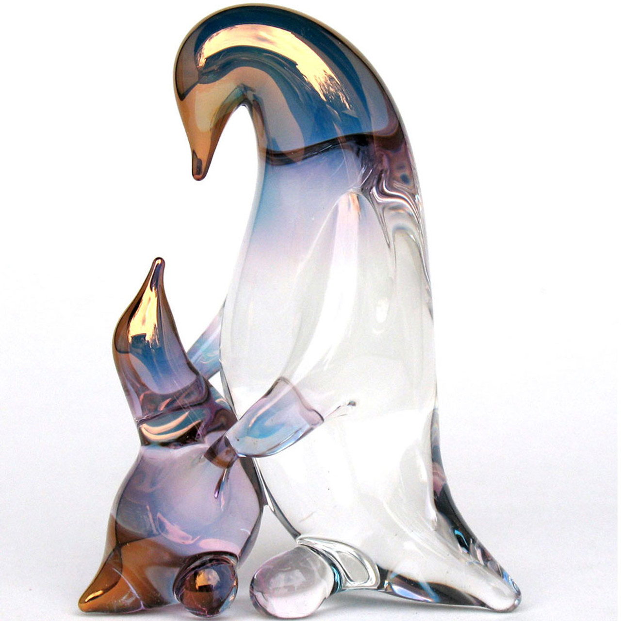 Hand Blown Glass Penguin Mother and Baby Set - Prochaska Gallery