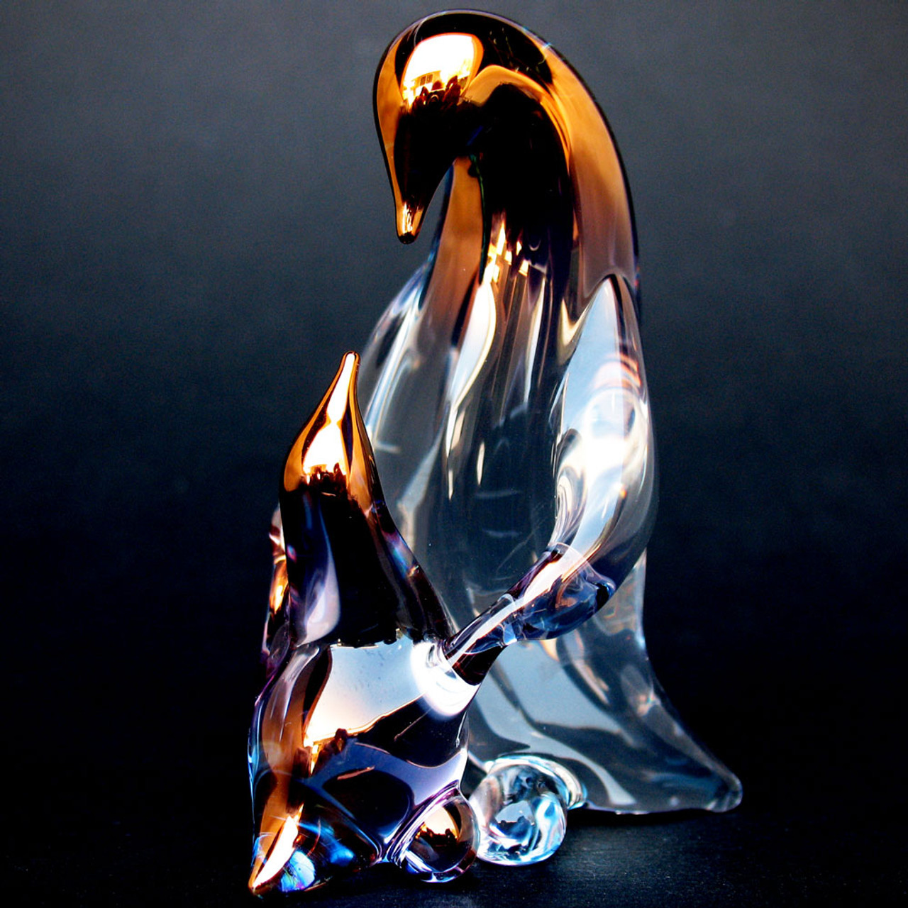 Hand Blown Glass Penguin Mother and Baby Set - Prochaska Gallery