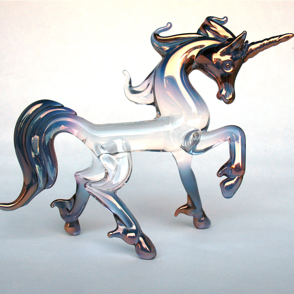 Hand Blown Glass Unicorn Prancing - Prochaska Gallery