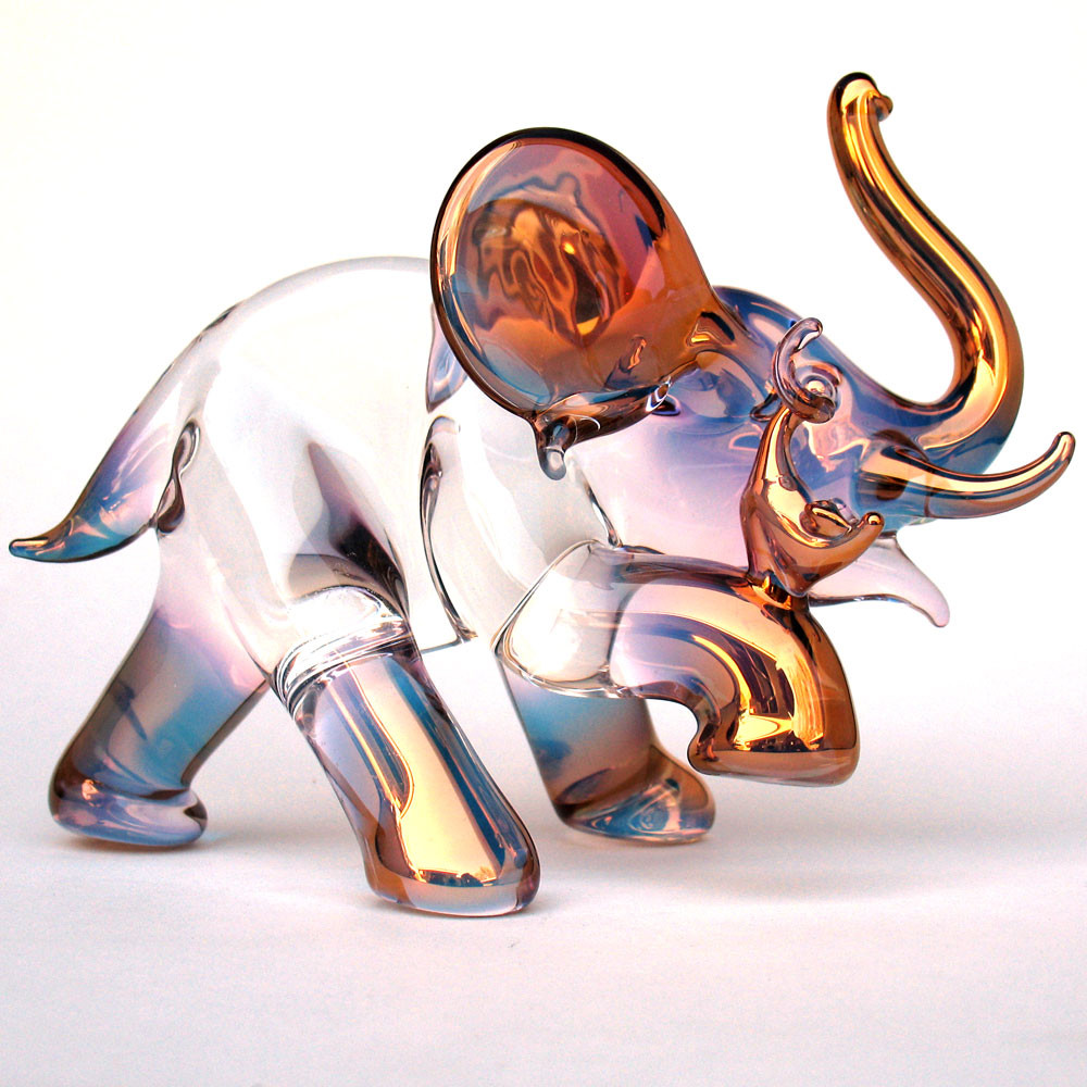 Hand Blown Glass Elephant and Mouse - Prochaska Gallery