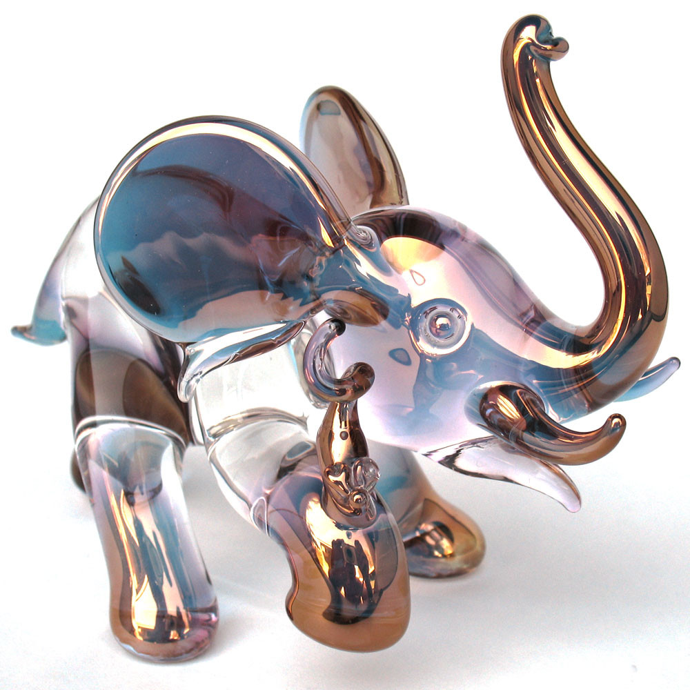 Hand Blown Glass Elephant and Mouse - Prochaska Gallery