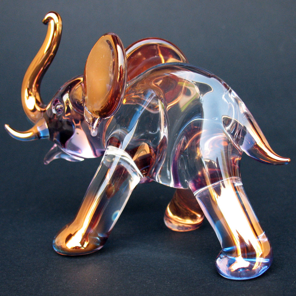 Hand Blown Glass Elephant and Mouse - Prochaska Gallery
