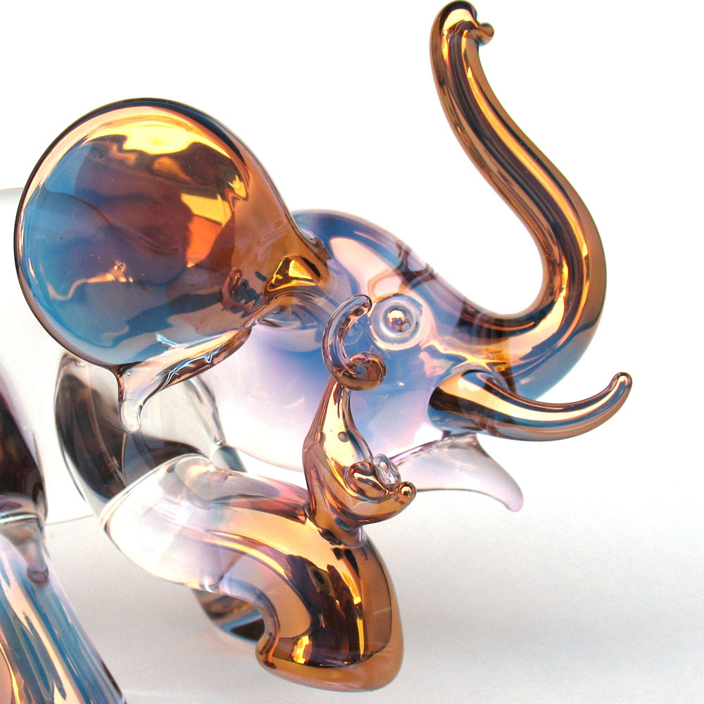 Hand Blown Glass Elephant and Mouse - Prochaska Gallery