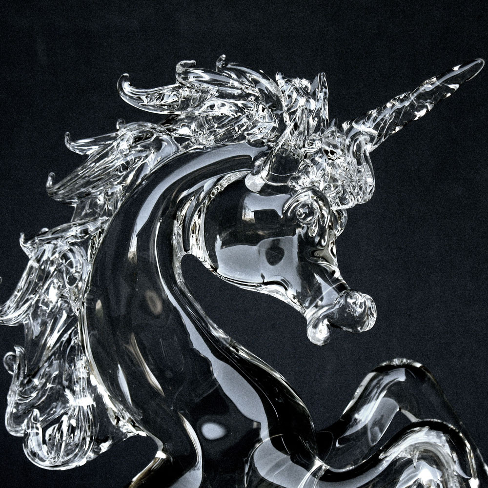 Hand Blown Glass Unicorn Crystal Sculpture Rearing Prochaska Gallery