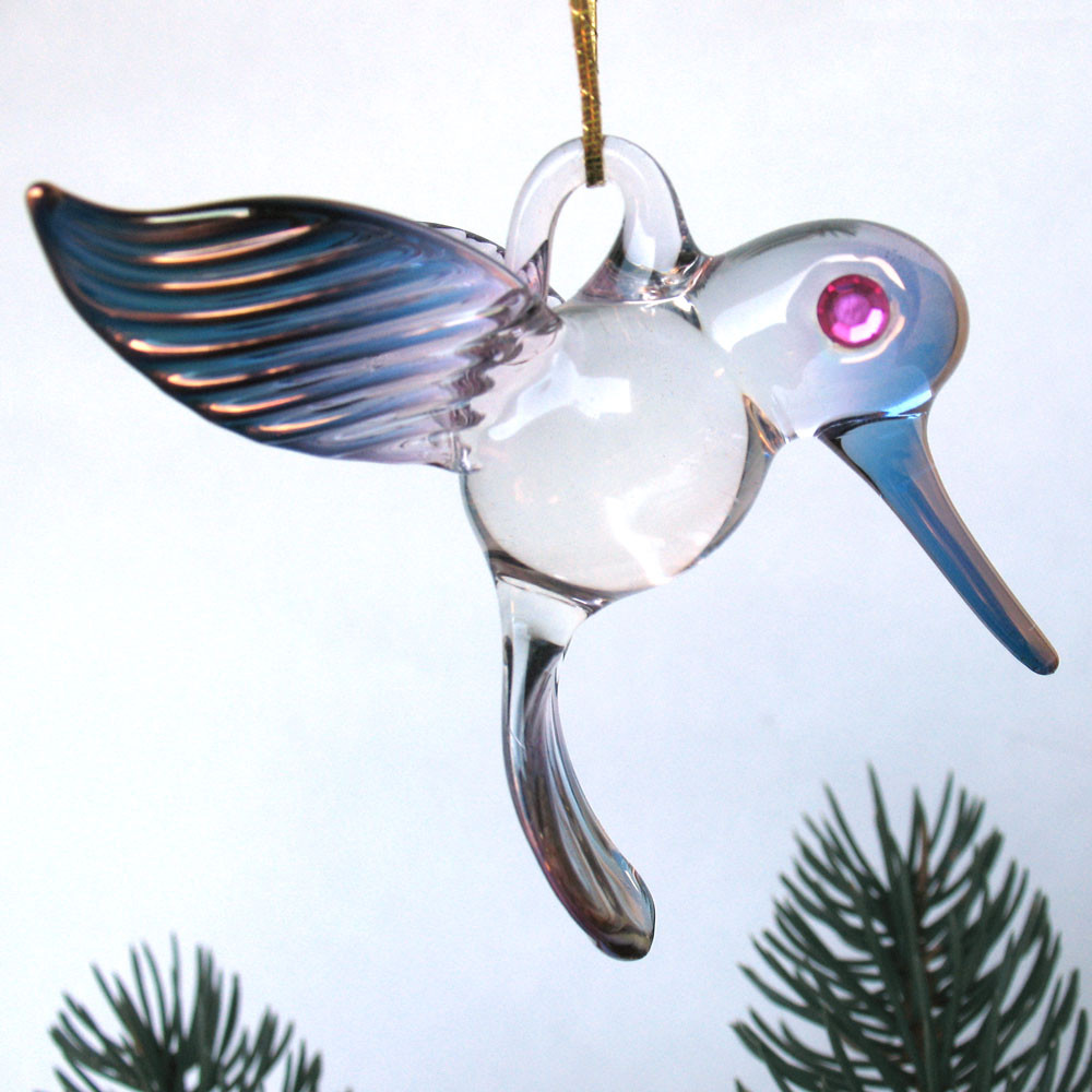 Hummingbird Hand Blown Glass Christmas Ornament Prochaska Gallery