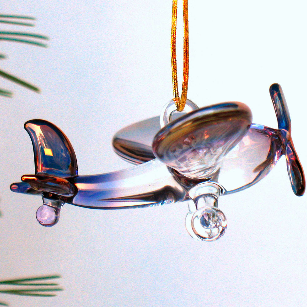 Hand Blown Glass Airplane Christmas Ornament Prochaska Gallery