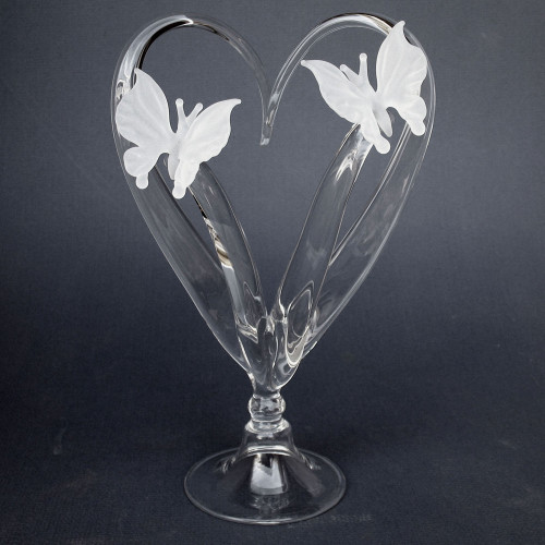 Butterfly Wedding Cake Topper of Blown Glass