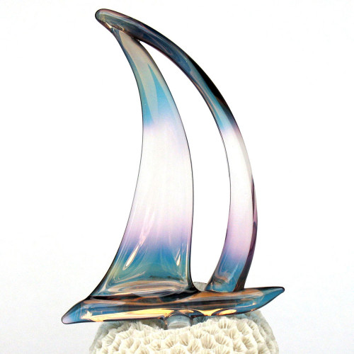 Hand Blown Glass Sailboat Sculpture