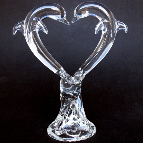 Hand Blown Glass Dolphin Wedding Cake Topper Crystal