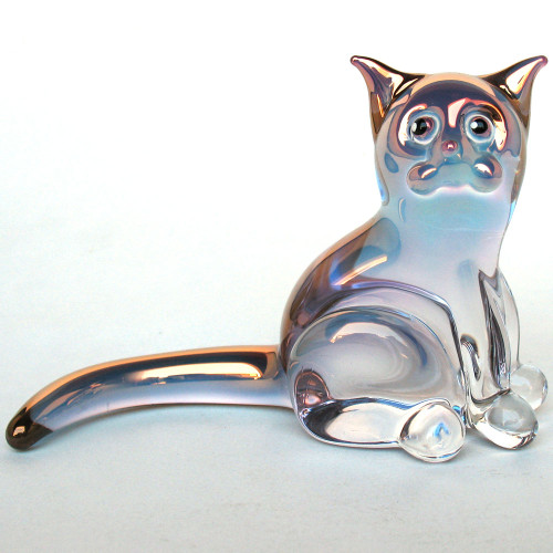 Hand Blown Glass Cat with Yarn Figurine - Prochaska Gallery