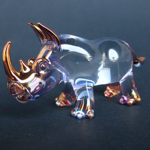 Hand Blown Glass Rhinoceros