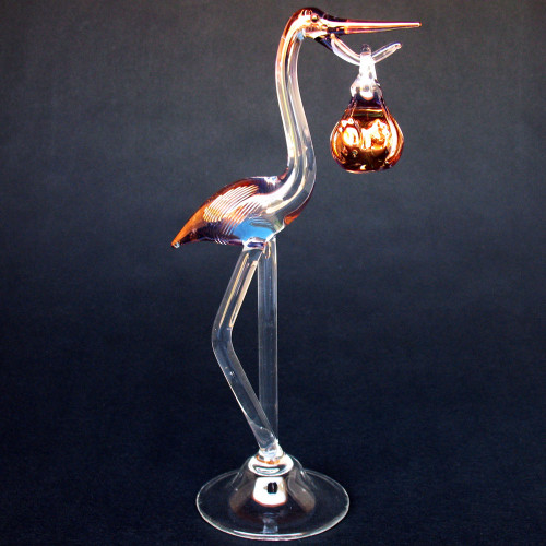 Hand Blown Glass Stork