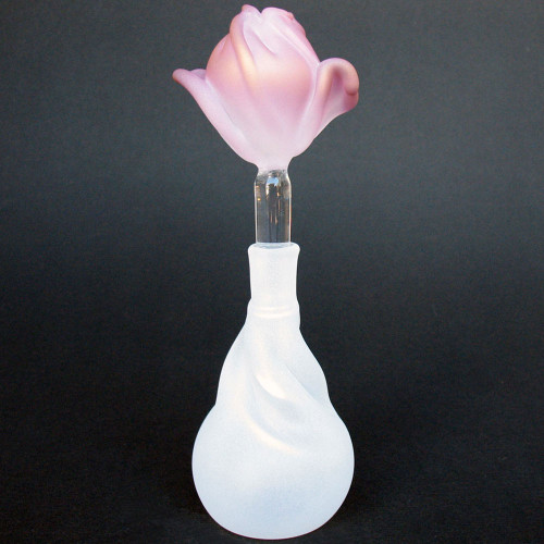 Hand Blown Glass Rose Perfume Bottle