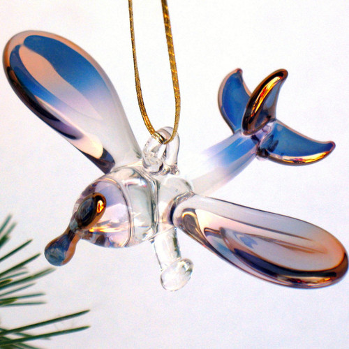 Hand Blown Glass Airplane Christmas Ornament