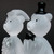 Hand Blown Glass Teddy Bear Bride and Groom