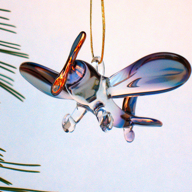 Hand Blown Glass Airplane Christmas Ornament Prochaska Gallery
