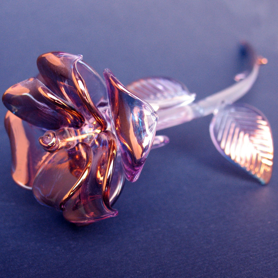 Hand Blown Glass Anniversary Rose Figurine - Prochaska Gallery