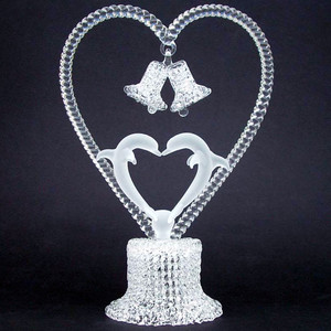 Blown Glass Kissing Dolphins Wedding Cake Topper