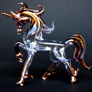Hand Blown Glass Unicorn Prancing - Prochaska Gallery