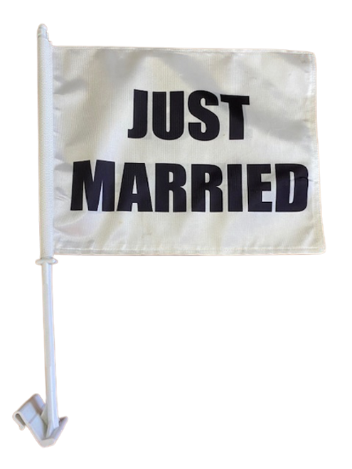 Just Married Car Window Flag