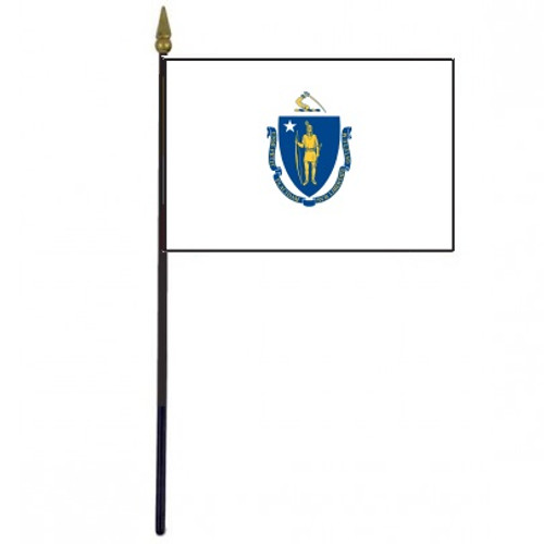 Massachusetts Stick Flag - 4" x 6" Desktop Flag