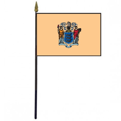 New Jersey Stick Flag - 4" x 6" Desktop Flag