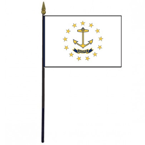 Rhode Island Stick Flag - 4" x 6" Desktop Flag