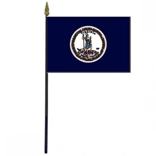 Virginia Stick Flag - 4" x 6" Desktop Flag