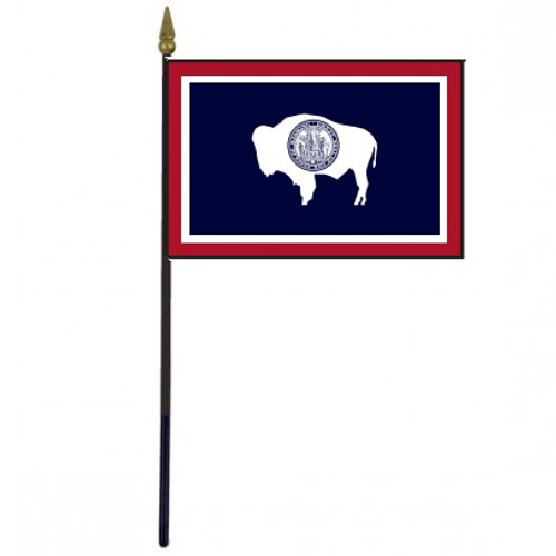 Wyoming Stick Flag 4" x 6" Desktop Flag