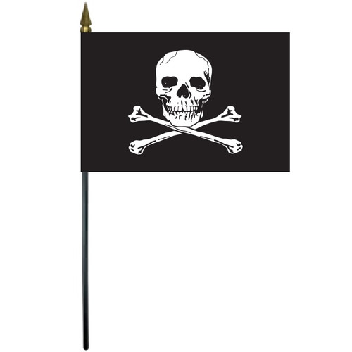 Jolly Roger Stick Desktop Flag 4" x 6"