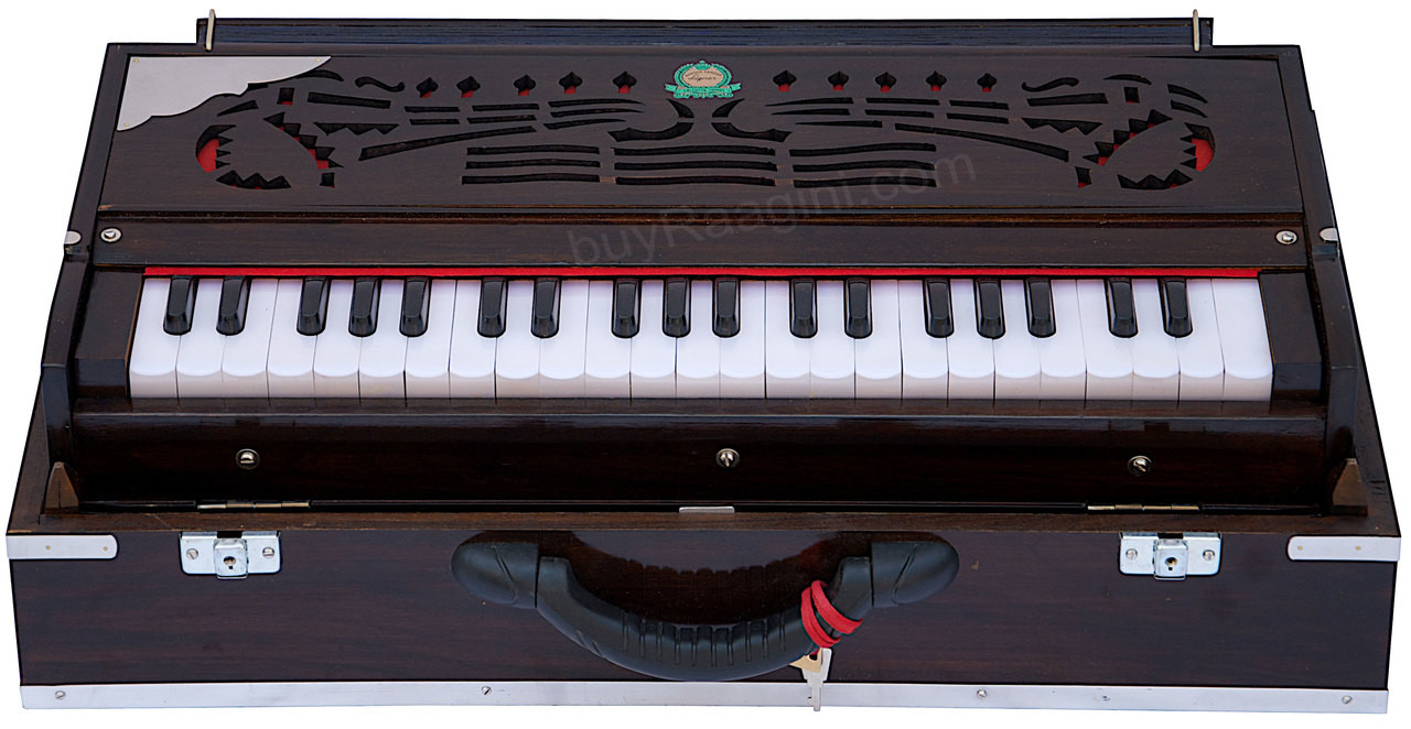 Buy Manoj K Sardar Folding Harmonium, 3 Reed ,Walnut Color, 42 keys