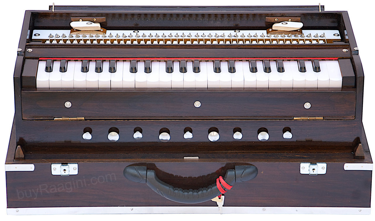 Buy Manoj K Sardar Folding Harmonium, 3 Reed ,Walnut Color, 42 keys